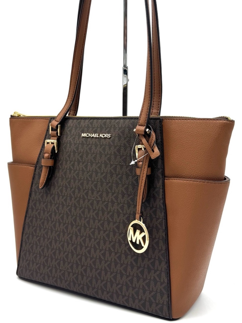 Michael Kors Large Charlotte Tote Bag Luggage Brown